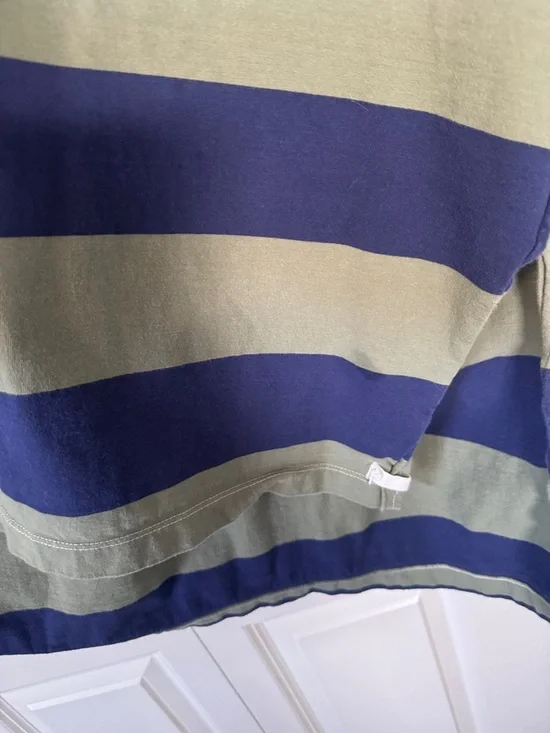 We The Free Olive Green and Navy Blue Striped Rugby Polo - Picture 7 of 10